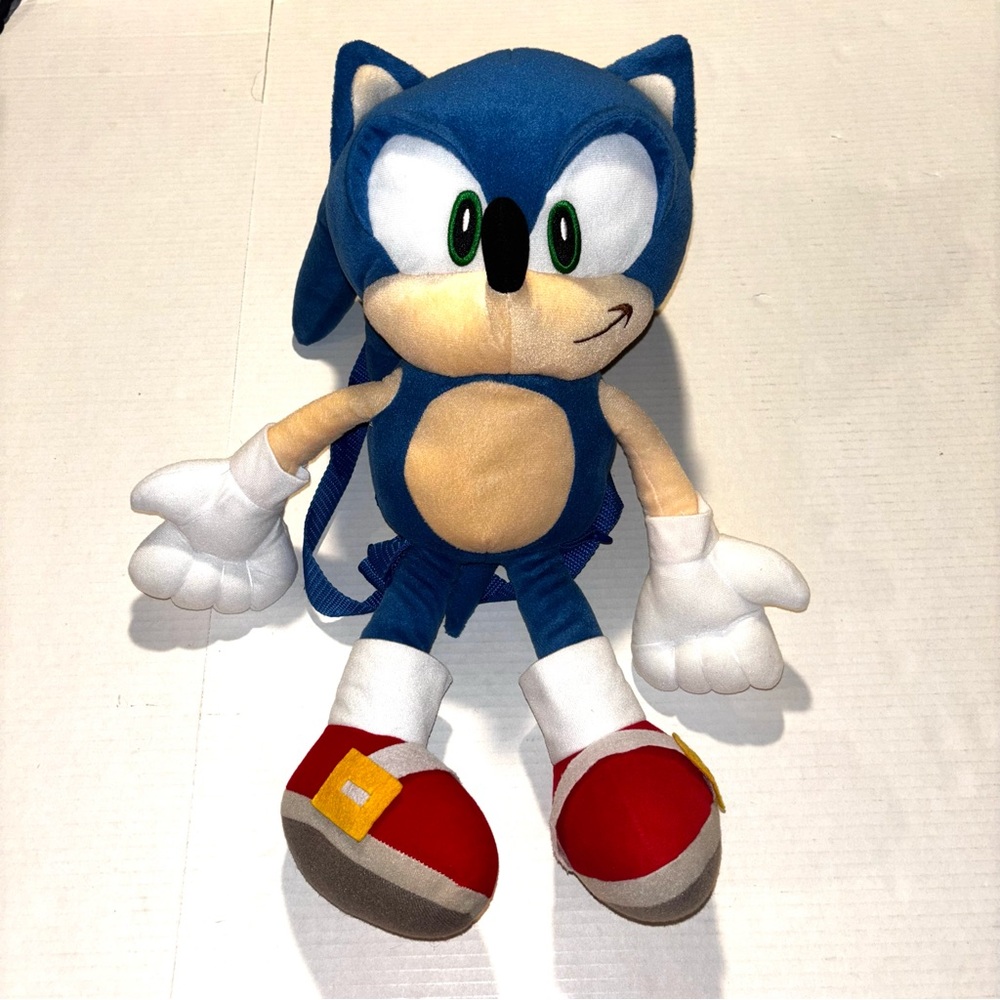 Super Sonic Hedgehog Large Blue Plush Doll Backpack Stuffed Figure Toy Gift